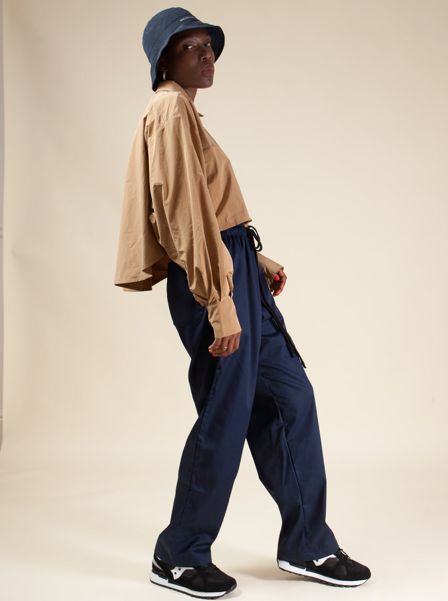 Relaxed Elastic Pants (Navy)